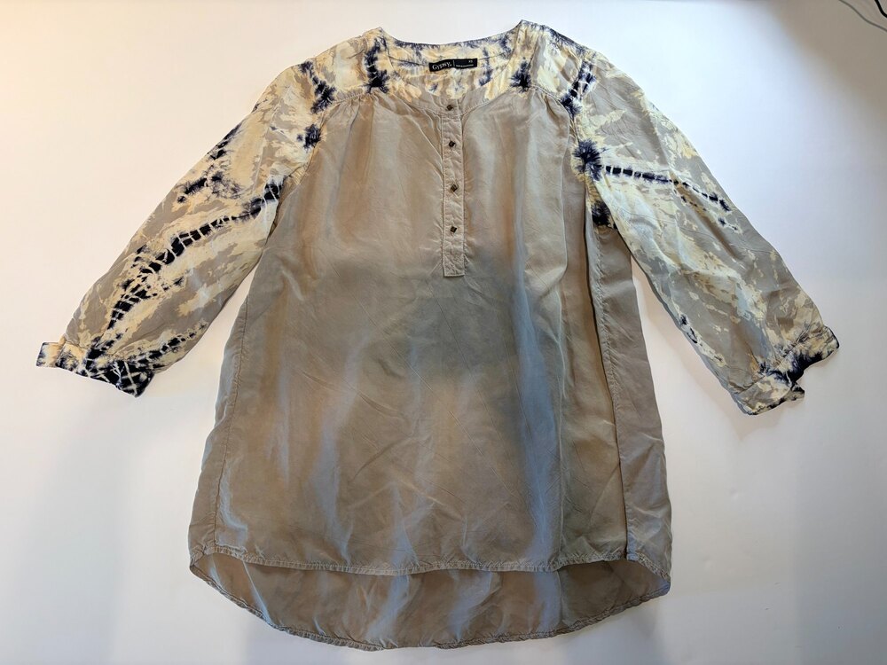 Gypsy 05 Tunic Blouse Tie Dye Cupro XS Boho Y2K Made in USA